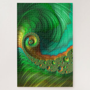 Groene spirale nautische golfholografische fractal legpuzzel