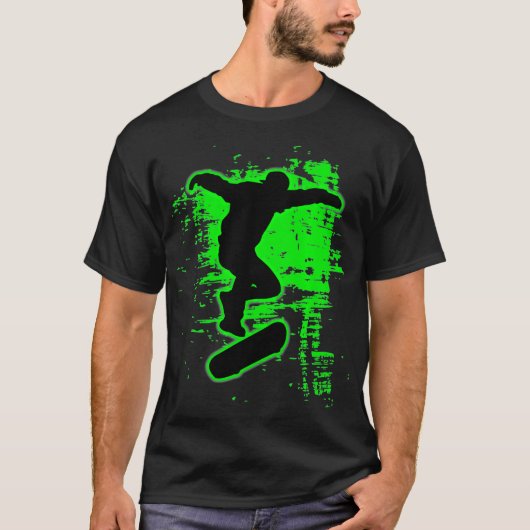Groene Splatter Geweldige Skateboarden Skater T-shirt (Voorkant)