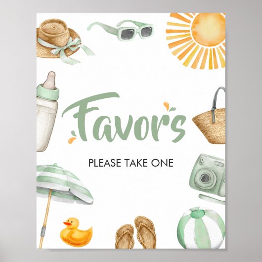 Groene Splish Splash Baby shower gunsten Poster (Voorkant)