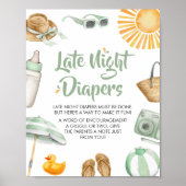 Groene Splish Splash Baby shower Late Night Luiers Poster (Voorkant)