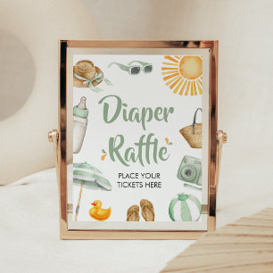 Groene Splish Splash Baby shower Luier Raffle Poster