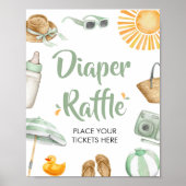 Groene Splish Splash Baby shower Luier Raffle Poster (Voorkant)