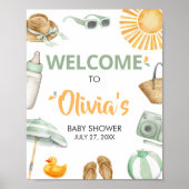Groene Splish Splash Baby shower Welkom Poster (Voorkant)