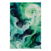 Groene spookachtige figuur met maan perfect poster (Voorkant)