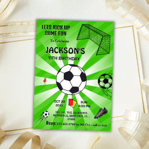 Groene sport bal voetbal thema moderne 11e bday kaart