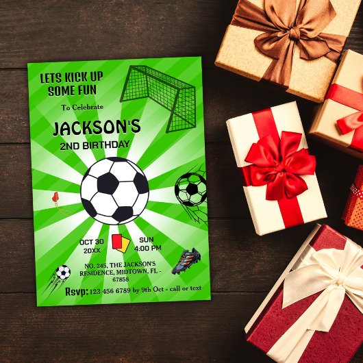 Groene sport bal voetbal thema moderne 2e verjaard kaart