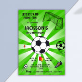 Groene sport bal voetbal thema moderne 3e verjaard kaart