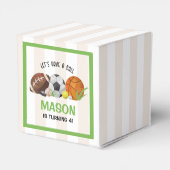 Groene Sport Football Basketbal Verjaardagsfeest Bedankdoosjes (Achterkant)