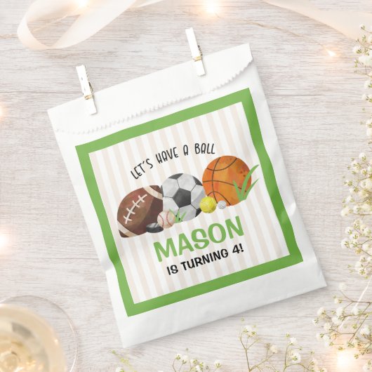 Groene Sport Football Basketbal Verjaardagsfeest Bedankzakje (Geknipt)