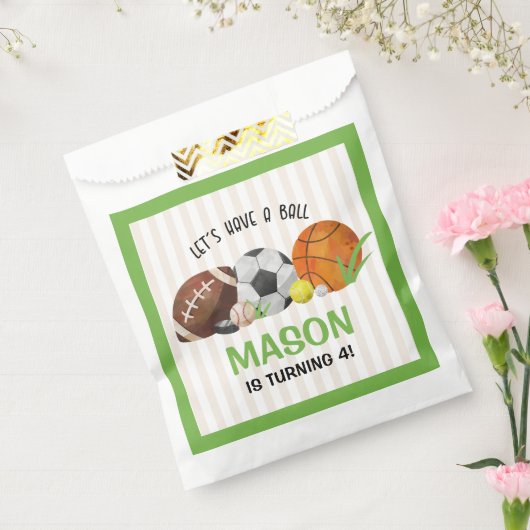 Groene Sport Football Basketbal Verjaardagsfeest Bedankzakje (Gezegeld)