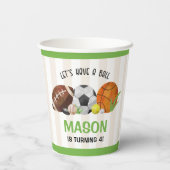 Groene Sport Football Basketbal Verjaardagsfeest Papieren Bekers (Achterkant)