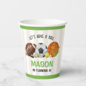 Groene Sport Football Basketbal Verjaardagsfeest Papieren Bekers (Voorkant)