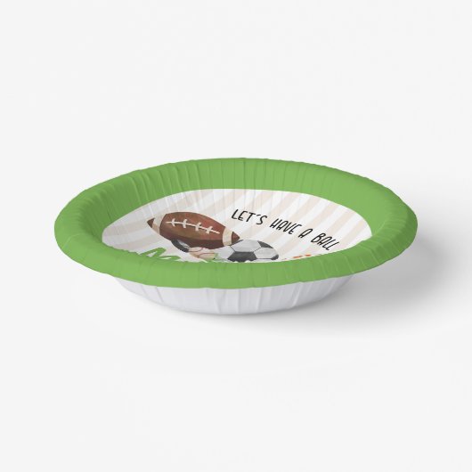 Groene Sport Football Basketbal Verjaardagsfeest Papieren Kommen (Gebogen)