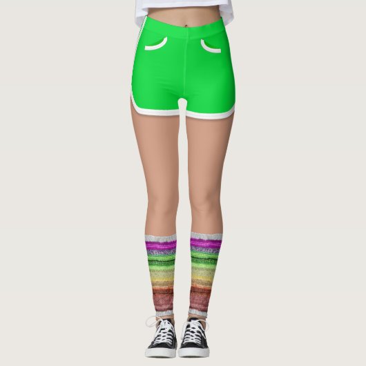 Groene Sport Shorts 80s Mode Retro BeenWarmer Leggings (Voorkant)