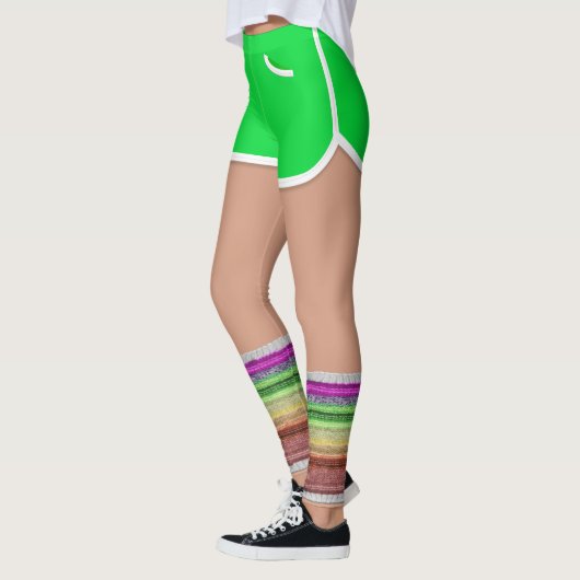 Groene Sport Shorts 80s Mode Retro BeenWarmer Leggings (Links)