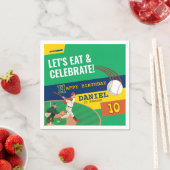 Groene Sportieve Baseball Batter Ball Kids Verjaar Servet (Insitu)