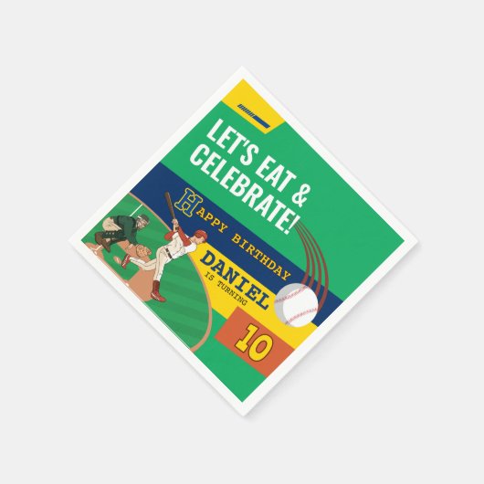 Groene Sportieve Baseball Batter Ball Kids Verjaar Servet (Hoek)