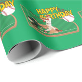 Groene Sportieve Baseball Verjaardag Party Gift Cadeaupapier (Rol Hoek)