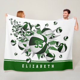 groene sportkamer decor meisjes basketballen sterr fleece deken