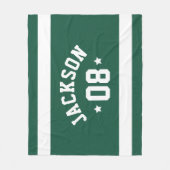 Groene sportstrui naam en nummer fleece deken (Voorkant)