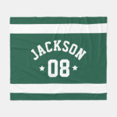 Groene sportstrui naam en nummer fleece deken (Voorkant (Horizontaal))