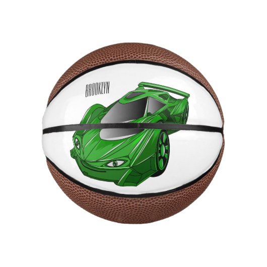 Groene sportwagen met luchtfolie basketbal (Voorkant)