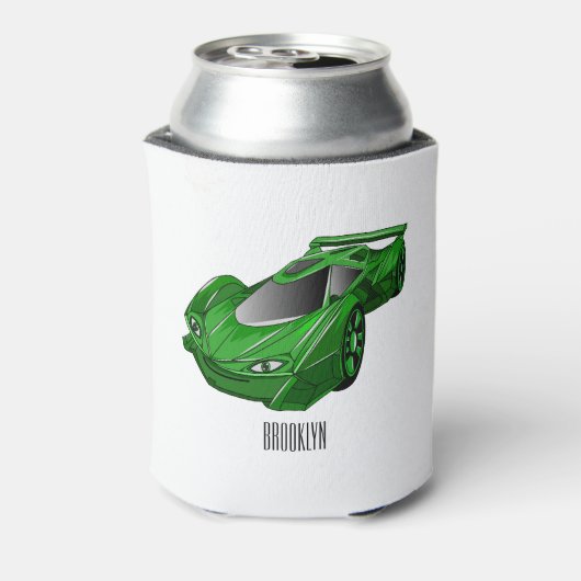 Groene sportwagen met luchtfolie blikjeskoeler (Blikje Achterkant)