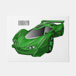 Groene sportwagen met luchtfolie deurmat