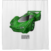 Groene sportwagen met luchtfolie douchegordijn (Voorkant)