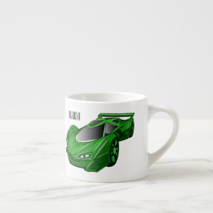 Groene sportwagen met luchtfolie espresso kop