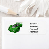 Groene sportwagen met luchtfolie etiket (Insitu)