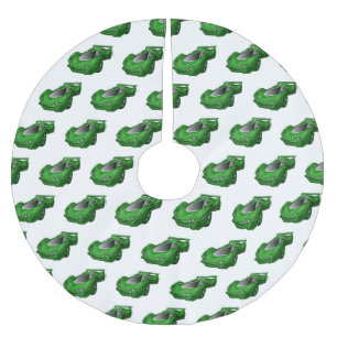 Groene sportwagen met luchtfolie kerstboom rok