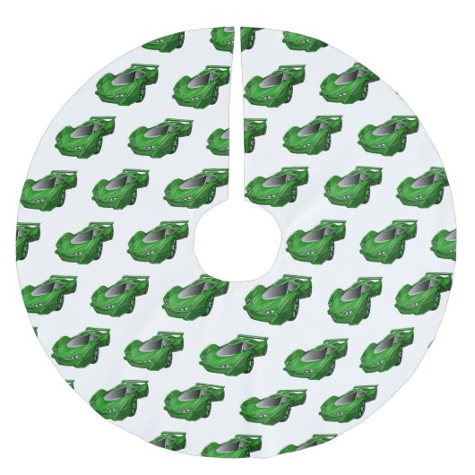 Groene sportwagen met luchtfolie kerstboom rok (Voorkant)