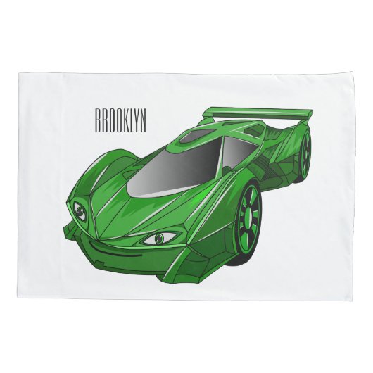 Groene sportwagen met luchtfolie kussensloop (Achterkant)