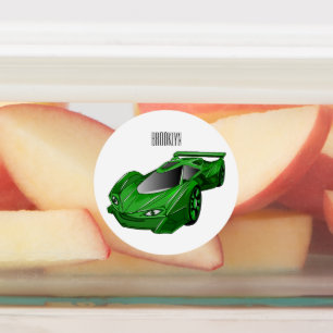 Groene sportwagen met luchtfolie labels
