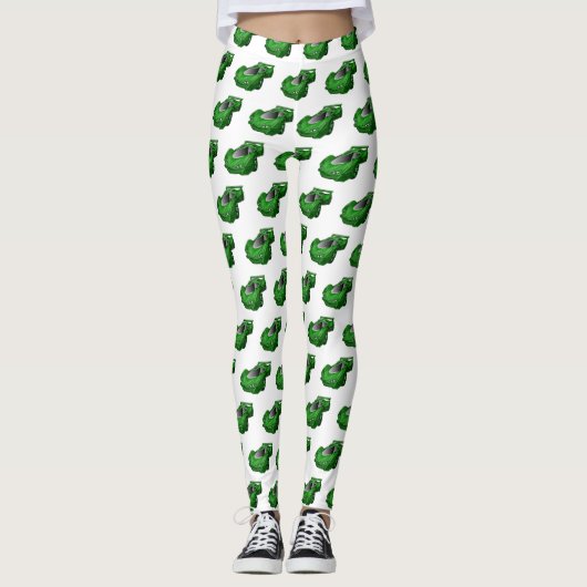 Groene sportwagen met luchtfolie leggings (Voorkant)