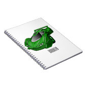 Groene sportwagen met luchtfolie notitieboek (Rechterzijde)