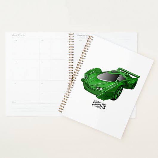 Groene sportwagen met luchtfolie planner (Display)