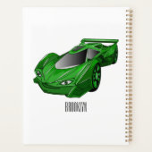 Groene sportwagen met luchtfolie planner (Achterkant)