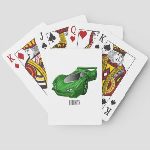 Groene sportwagen met luchtfolie pokerkaarten