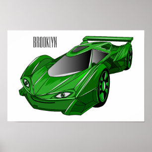 Groene sportwagen met luchtfolie poster