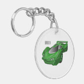 Groene sportwagen met luchtfolie sleutelhanger (Voorkant Links)