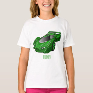 Groene sportwagen met luchtfolie t-shirt