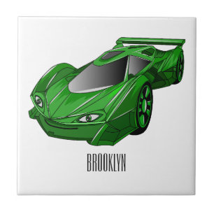 Groene sportwagen met luchtfolie tegeltje