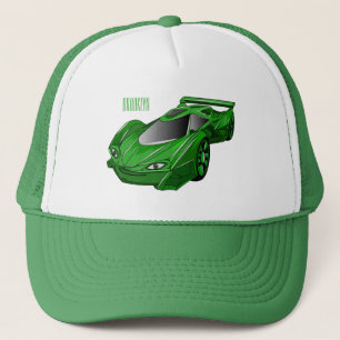 Groene sportwagen met luchtfolie trucker pet