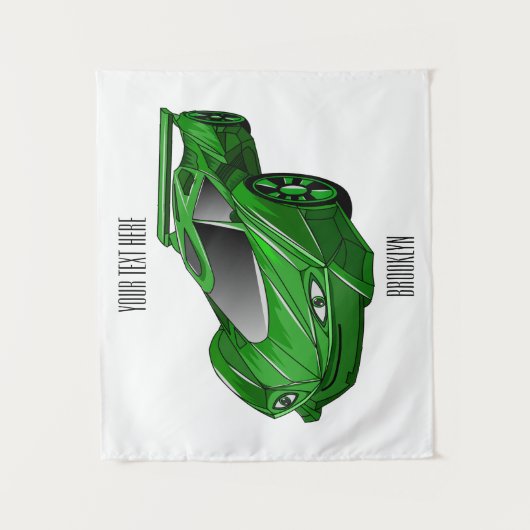 Groene sportwagen met luchtfolie wandkleed (Voorkant)