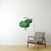 Groene sportwagen met luchtfolie wandkleed (In Situ (horizontaal))