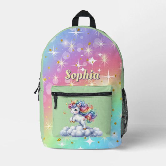 Groene sprankeling magische eenhoorn Print Cut Naa Bedrukte Rugzak (Voorkant)