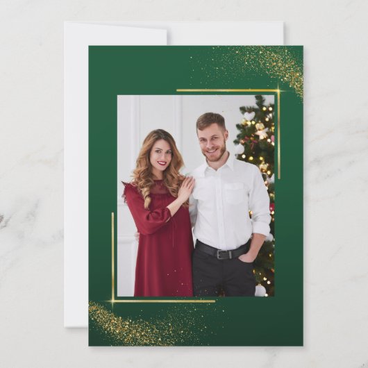 Groene sprankle kerstboom bruiloft uitnodiging (Achterkant)