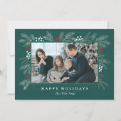 Groene Spray Kerst Foto Kaart (Voorkant)